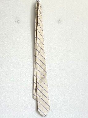 Liberty of London Men's 100% Silk Tie Purple Cream Stripe Made USA Old Money